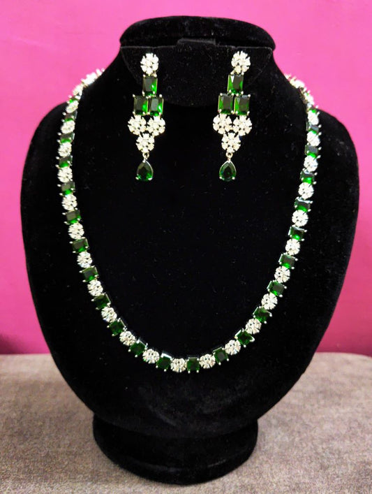 Emerald and White AD Necklace Set