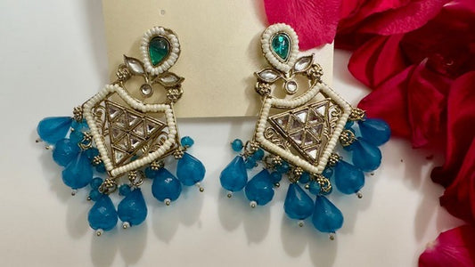 Blue Kundan Earrings