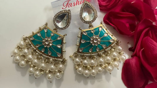 Blue Kundan Minakari Earrings